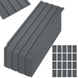 20 Pcs Galvanized Metal Roof Panels Hardware Roofing Sheets, Gray