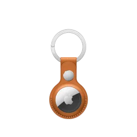 AirTag Leather Key Ring – Golden Brown