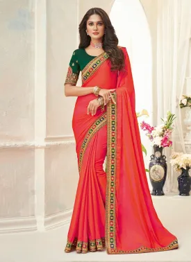 Amazing Silk Fabric Dori Work Red Color Saree With Laced Border