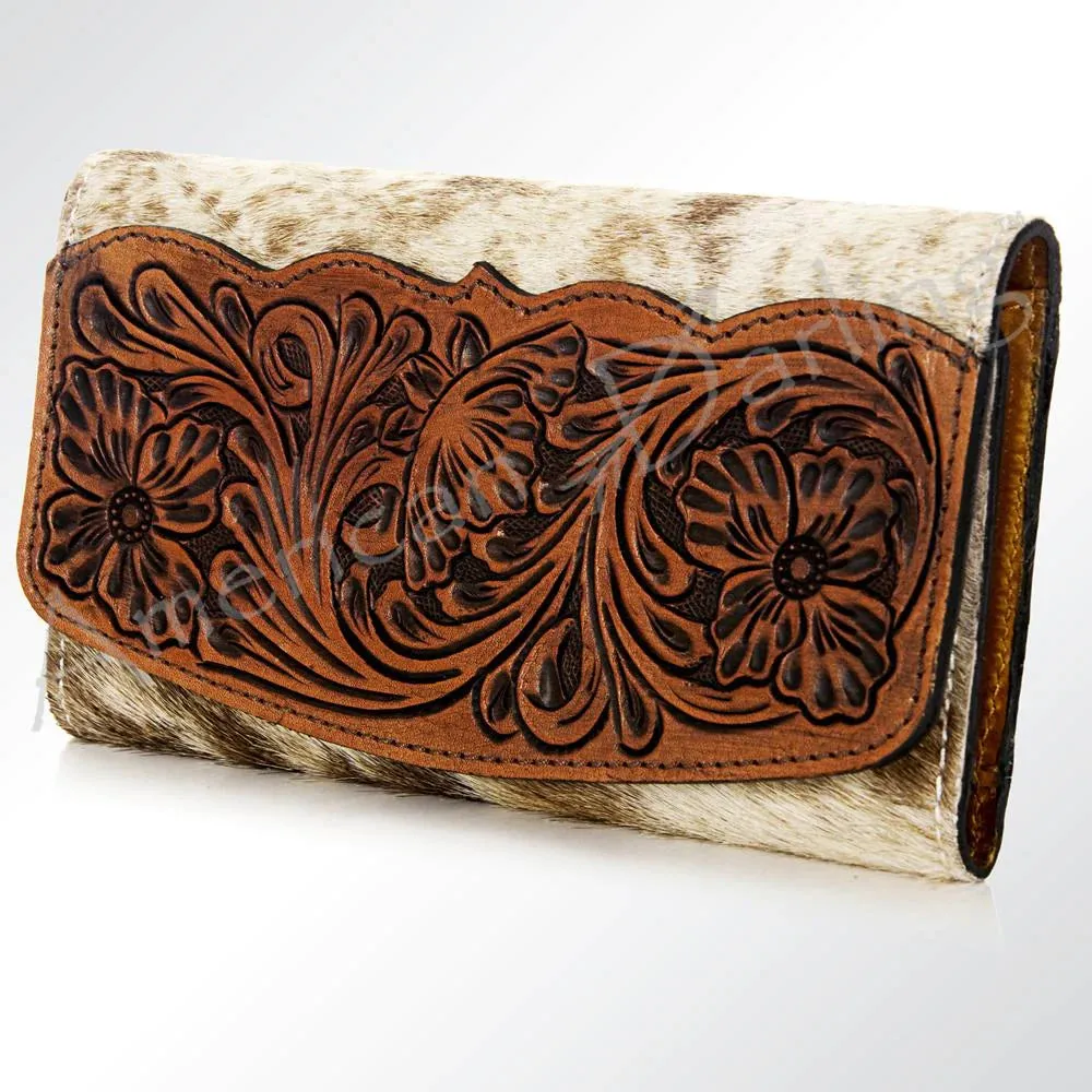 American Darling Hide Tooled Flap Wallet