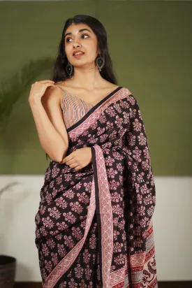 Bagh Hand Block Printed Cotton Saree