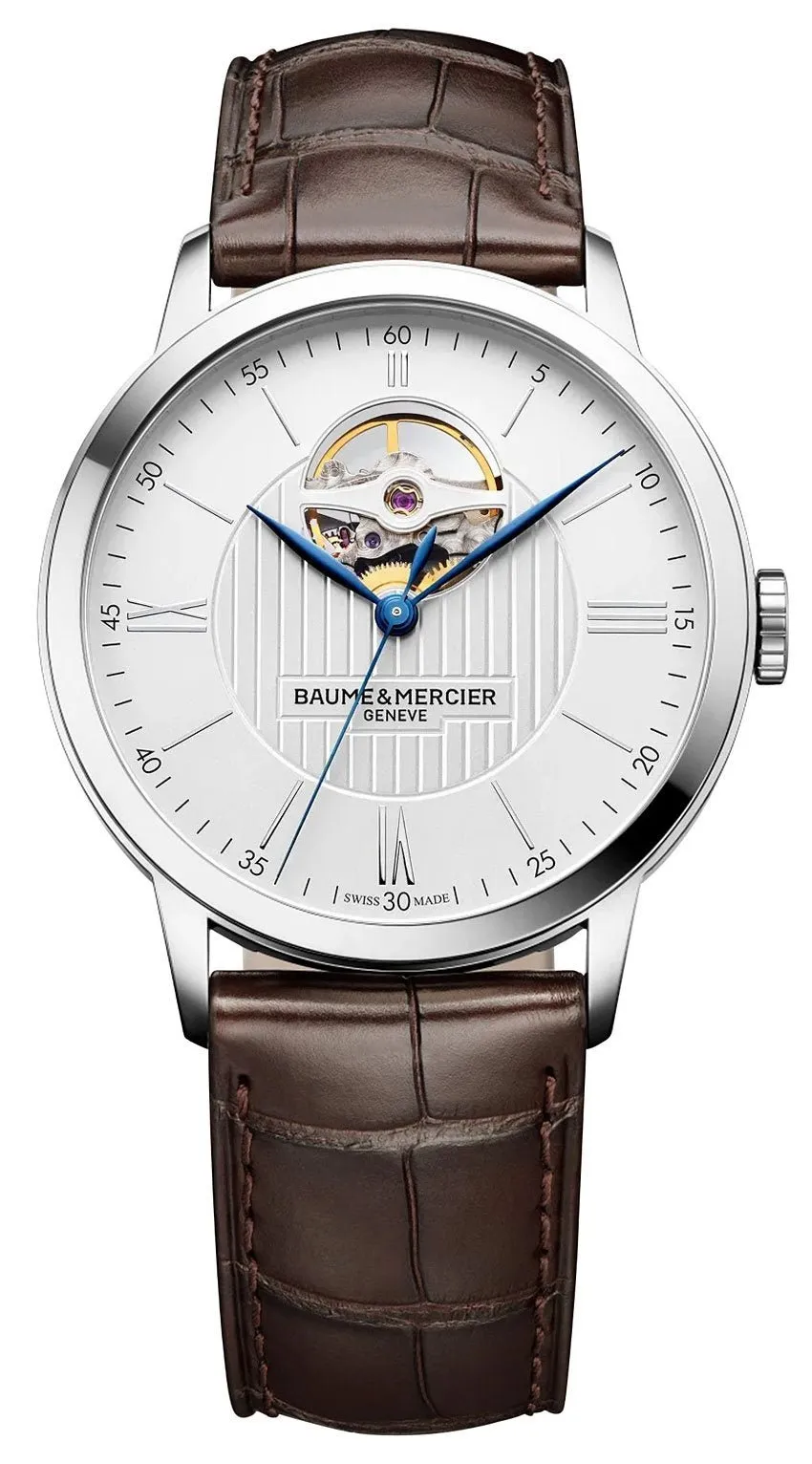 Baume & Mercier Classima Core Automatic Steel Silver Dial Brown Leather Mens Watch M0A10274