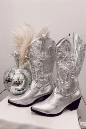 Billini Danilo Silver Metallic Cowboy Boots