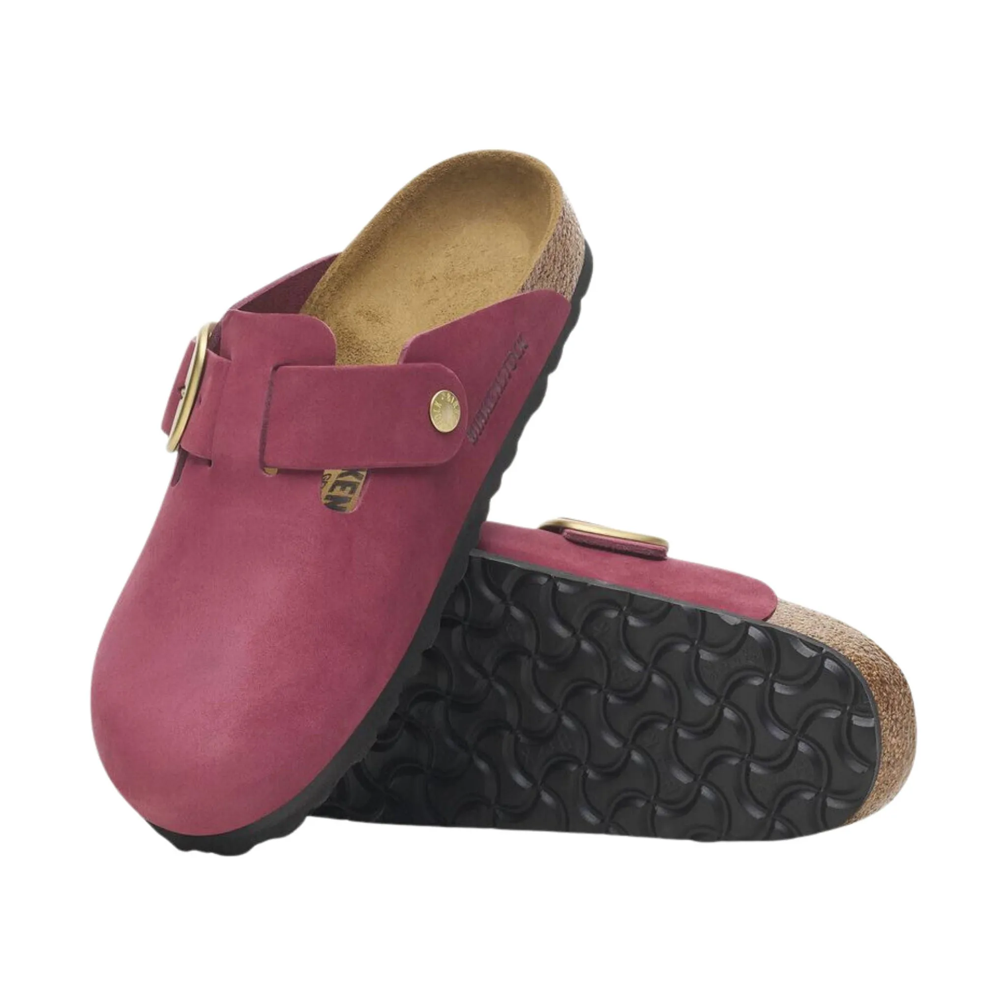 Birkenstock Boston Big Buckle Nubuck Leather Clog - Berry Crush