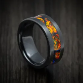 Black Titanium and Dichrolam Inlay Men's Ring Custom Made Band