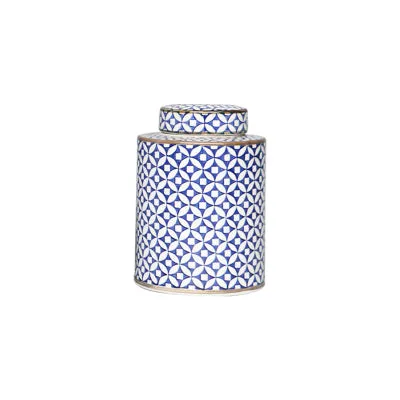 Blue and White Ceramic Urn Vase