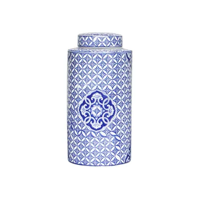 Blue and White Ceramic Urn Vase