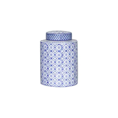 Blue and White Ceramic Urn Vase