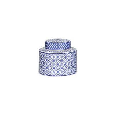 Blue and White Ceramic Urn Vase