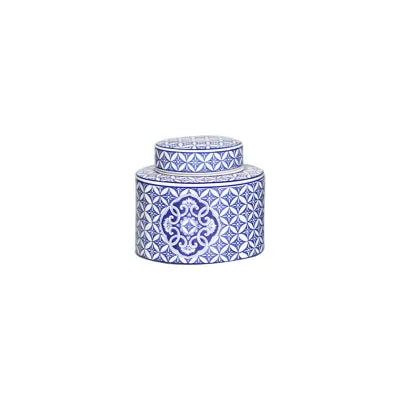 Blue and White Ceramic Urn Vase