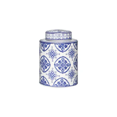 Blue and White Ceramic Urn Vase