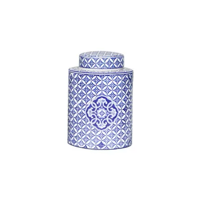 Blue and White Ceramic Urn Vase