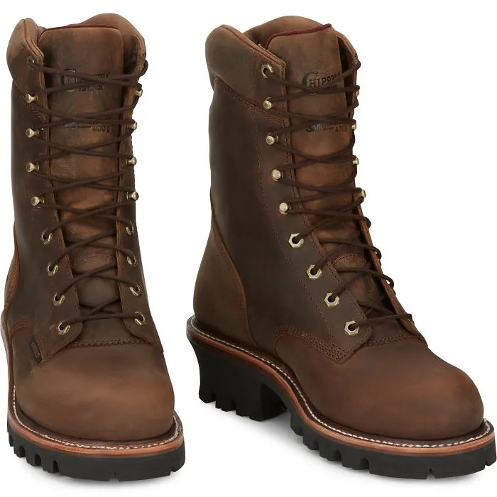 Chippewa Men's Super Dna 9" Steel Toe WP Lace Up Work Boot -Brown- 59407