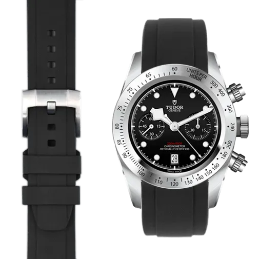 Curved End Rubber Strap for Tudor Black Bay Chronograph