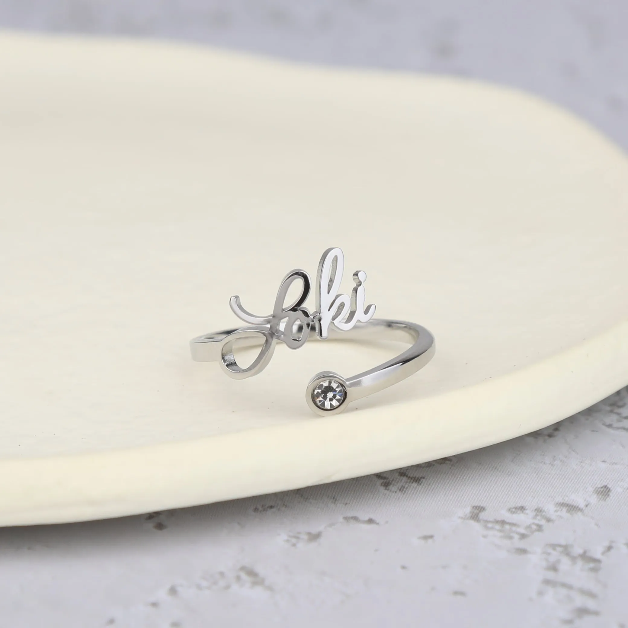 Custom Birthstone Name Ring