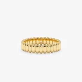 Fluted Design Gold Wedding Band, Celia