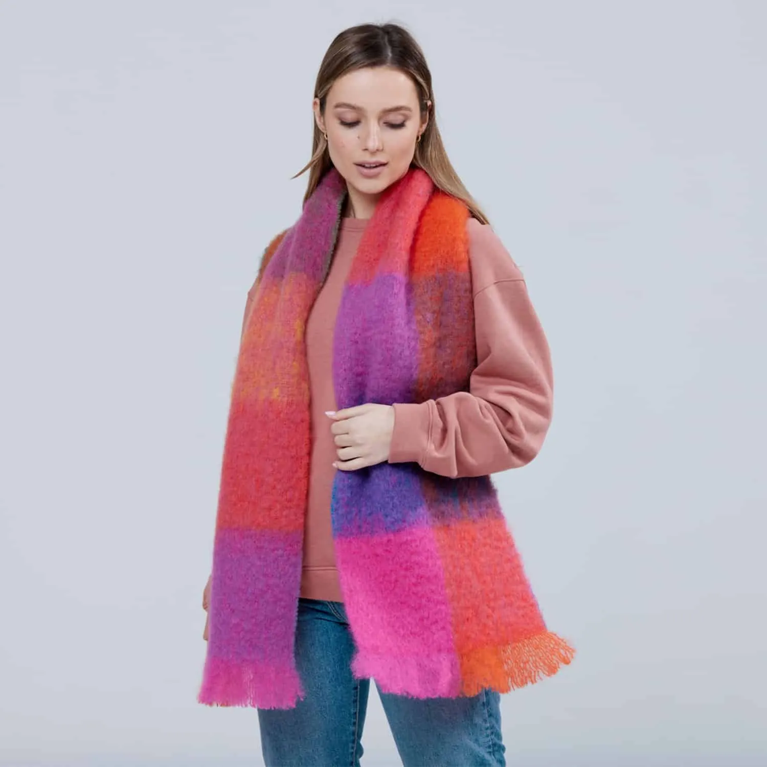 Foxford Pink And Red Mohair Scarf