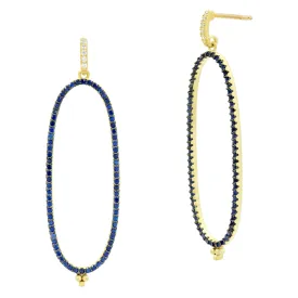 FREIDA ROTHMAN Midnight Blue Pavé Linear Hoop Earring