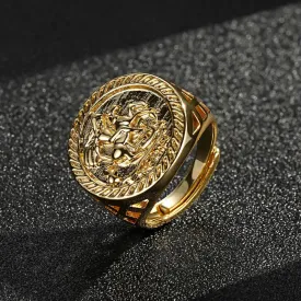 Gold Filled Waterproof St George Ring Size Q Adjustable