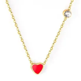 Mandy Dainty Red Enamel Heart Necklace