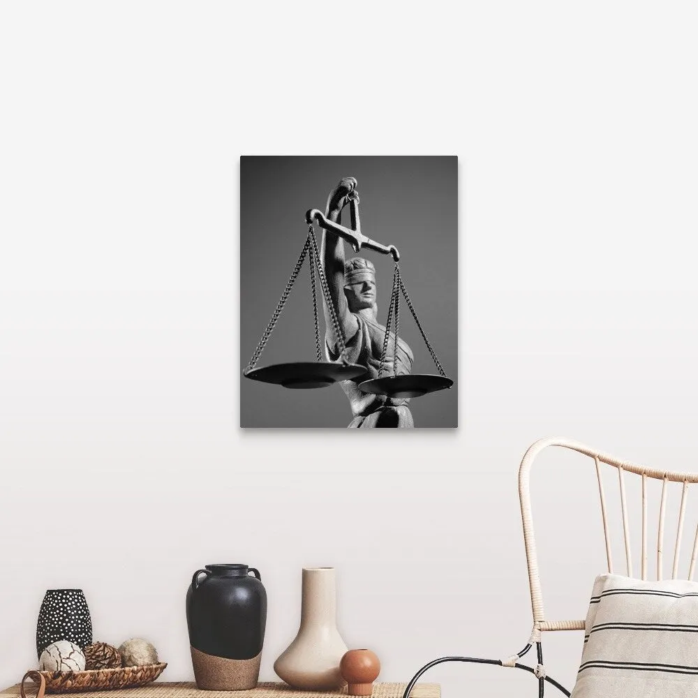 "1970's Statue Of Blind Justice Holding Scales" Canvas Wall Art