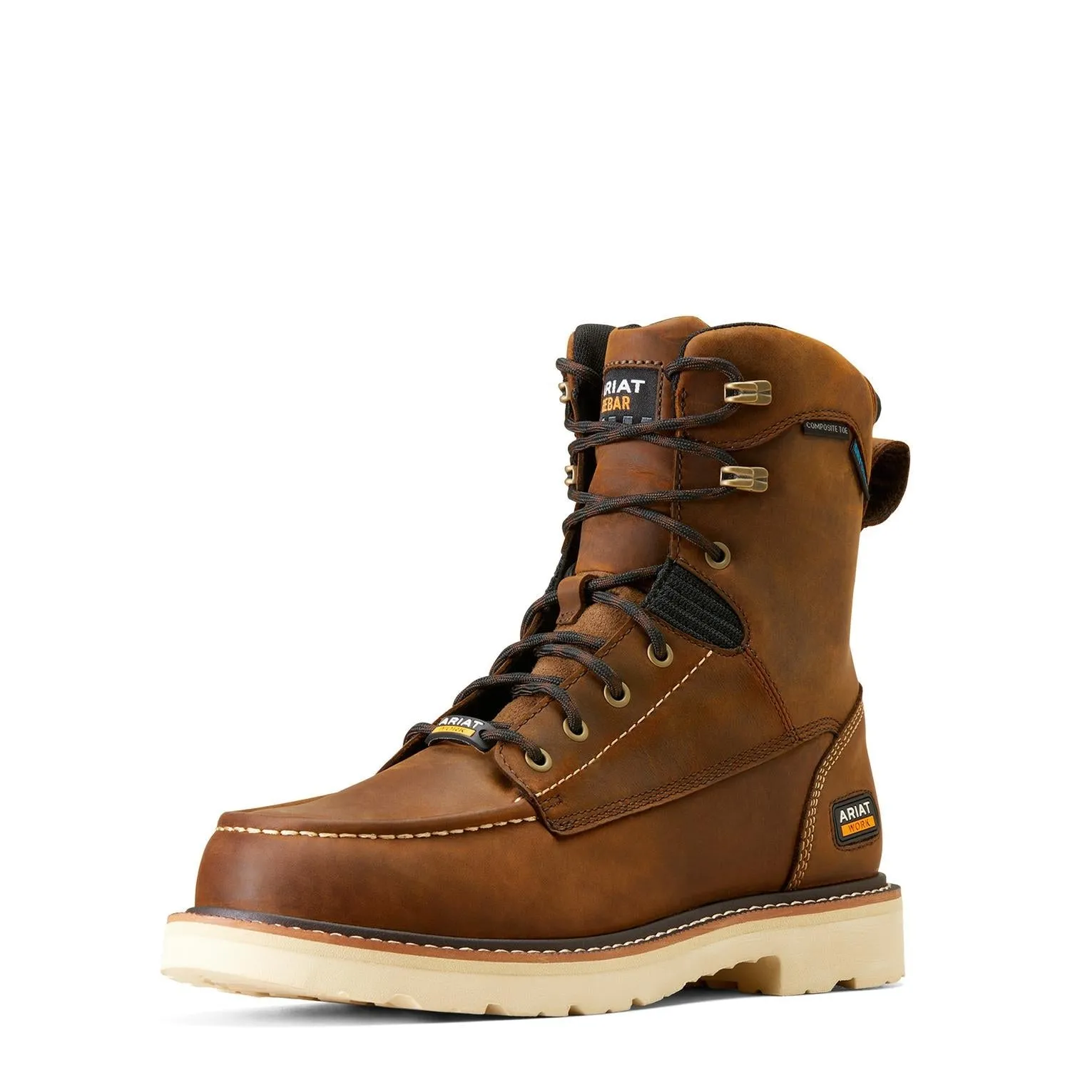 Rebar Lift 8 inch Composite-Toe Waterproof Work Boot Distressed Brown