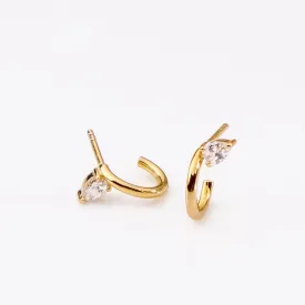 Teardrop Gem Gold Hoop Earrings