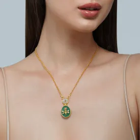 Vintage Queen Green Onyx Pendant Necklace